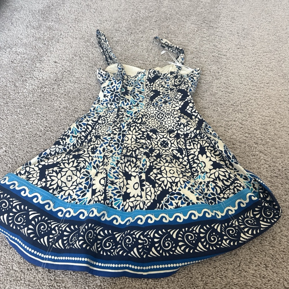 Avec Les Filles Navy and Cream Floral Dress